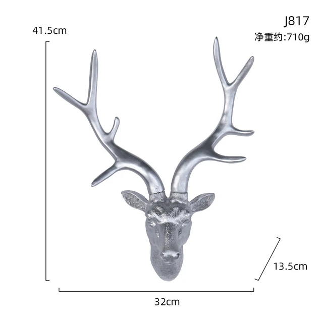 41CM Deer Head Wall Hanging Decor Statue 3D Retro Long Horn Buck