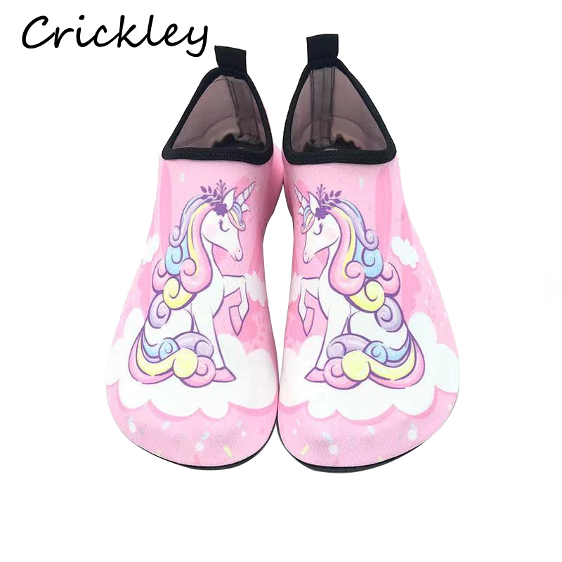 extra wide fit children's shoes Summer Girls Sheos Cartoon Unicorn Pattern Beach Shoes For Baby Boy Barefoot Swimming Shoes Soft Non Slip Indoor Kids Slippers comfortable sandals child