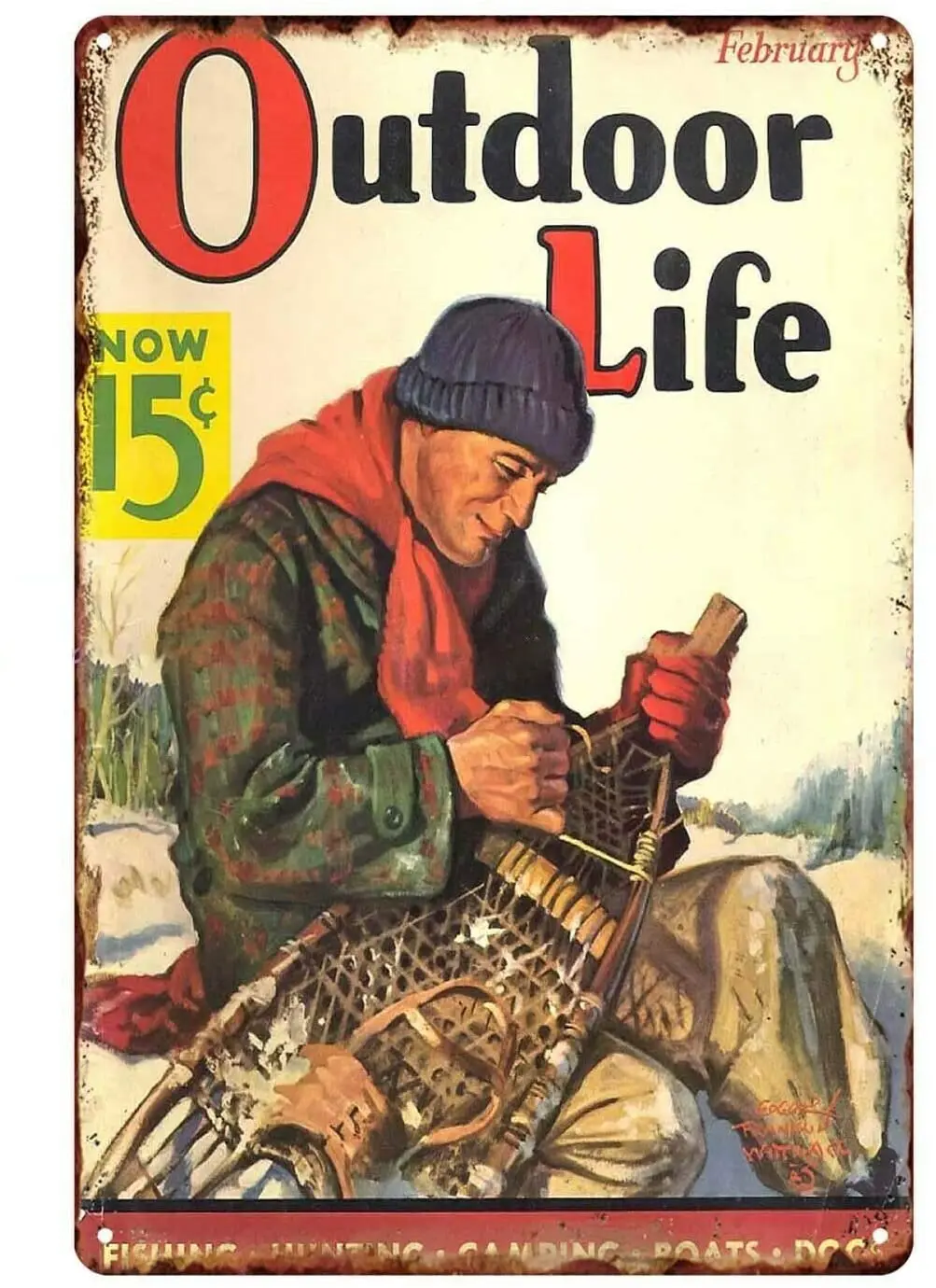 Outdoor Life Fishing Hunting Metal Tin Sign Plaque Garage Signs Wall Decor Vintage Art Poster | Дом и сад