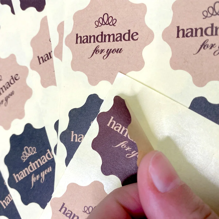 120PCS/lot Vintage Multilateral waveforms Kraft Paper handmade for you Sealing Label Sticker For Handmade Gifts Package self adhesive stickers,paper stickers,adhesive stickers,decorative labels stickers,kraft paper stickers
