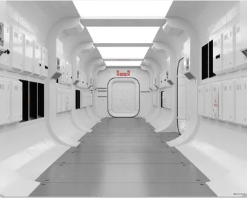 

7x5FT Beautiful Classic White Image Interior Spaceship Modern Corridor Custom Photo Backdrop Background Vinyl 220cm X 150cm