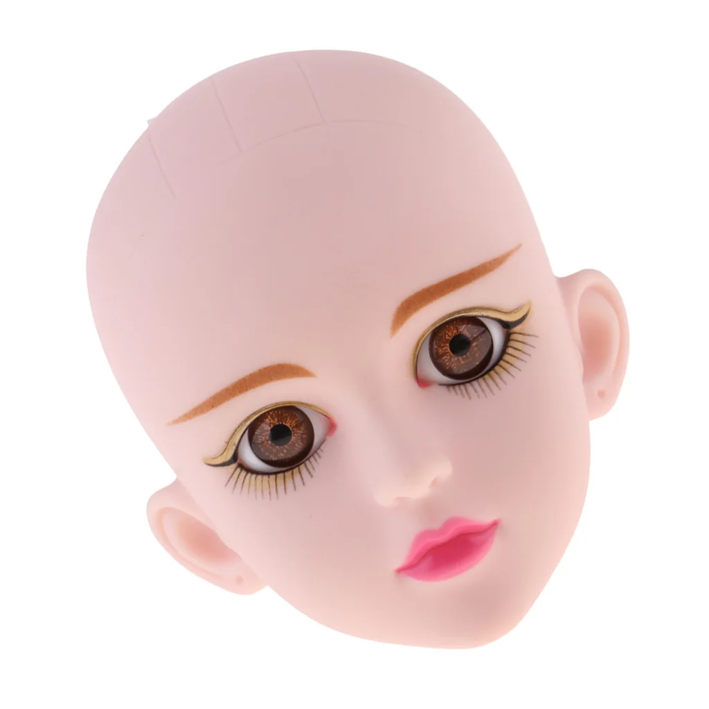 OOAK Girl Jointed Head Carving Sculpt with Brown Eyes for 1/4 BJD Doll, MSD Accessory