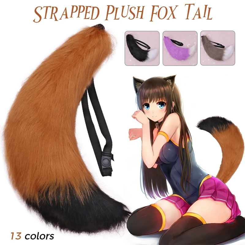 

Adjustable Belt Fox Tail Cat Fur Furry 70cm Anime Fox Tail Cosplay Prop Carnival Party Xmas Anime Accessories Halloween Costume