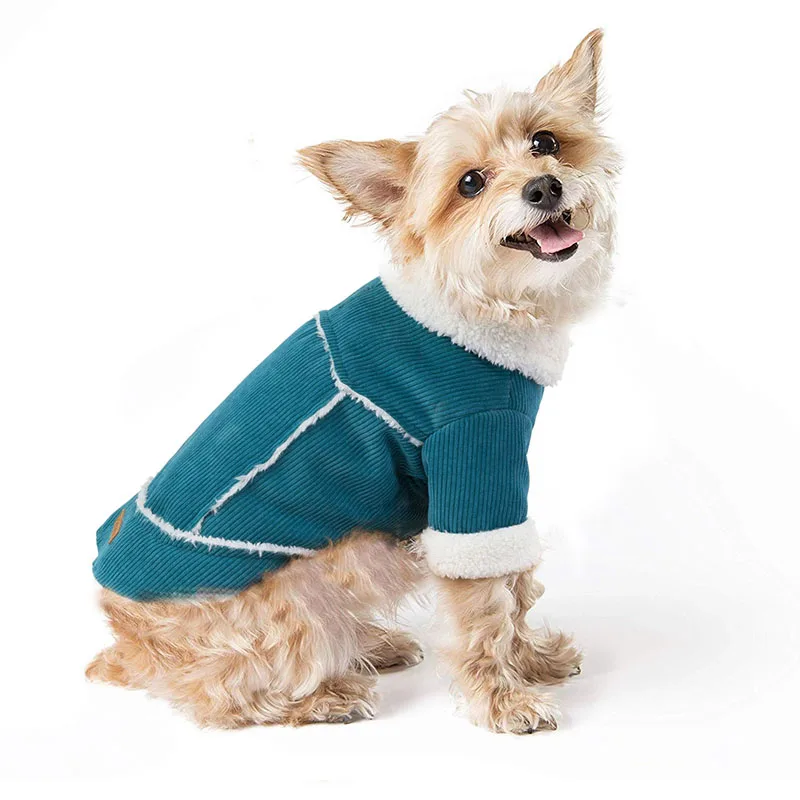 Green Dog Clothes Куртка для собак, зимняя флисовая одежда для собак с французским бульдогом, одежда для Йоркских собак, Вельветовая теплая одежда для домашних животных, одежда для собак, пальто для таксы - Цвет: Green Dog Clothes