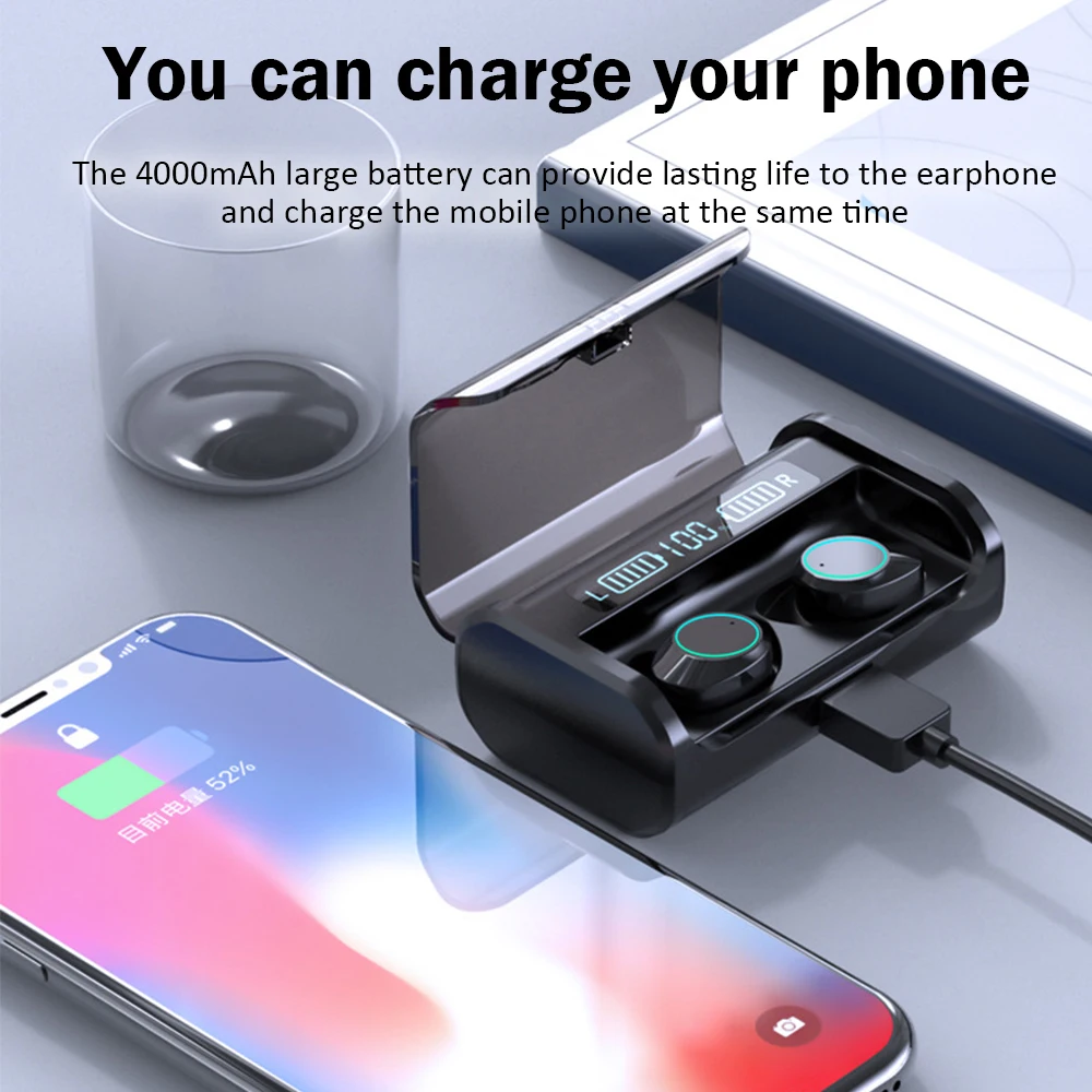 

G06 Bluetooth 5.0 Earphone TWS Stereo Business Bluetooth Headset Wireless Earbuds LED Power Display With 4000mAh Charge Box