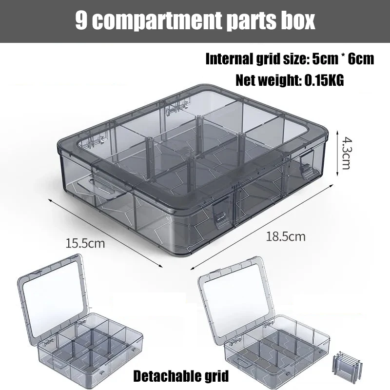 Organizer 9-24 Grids Adjustable Storage Container Compartment Plastic Storage Box Component Screw Holder Case Display Container tool chest with tools Tool Storage Items