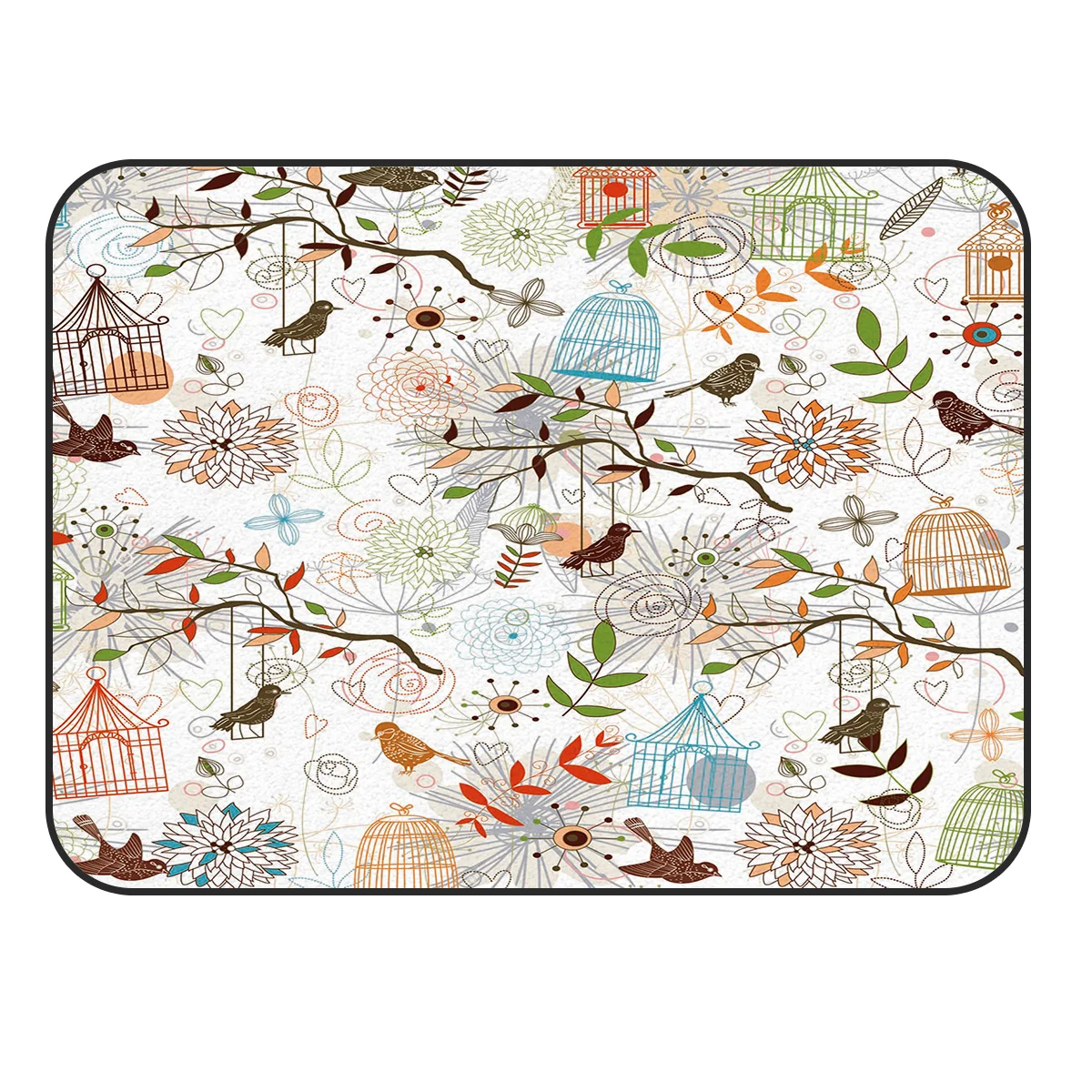 CHARMHOME Soft Carpet Anti-slip Rug Cartoon Handdraw Brid Flower Carpet for Living Room Home Decor Mat