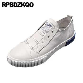 

white slip on real leather casual skate european Italy runway luxury brand shoes men deluxe sneakers genuine fashion trainers