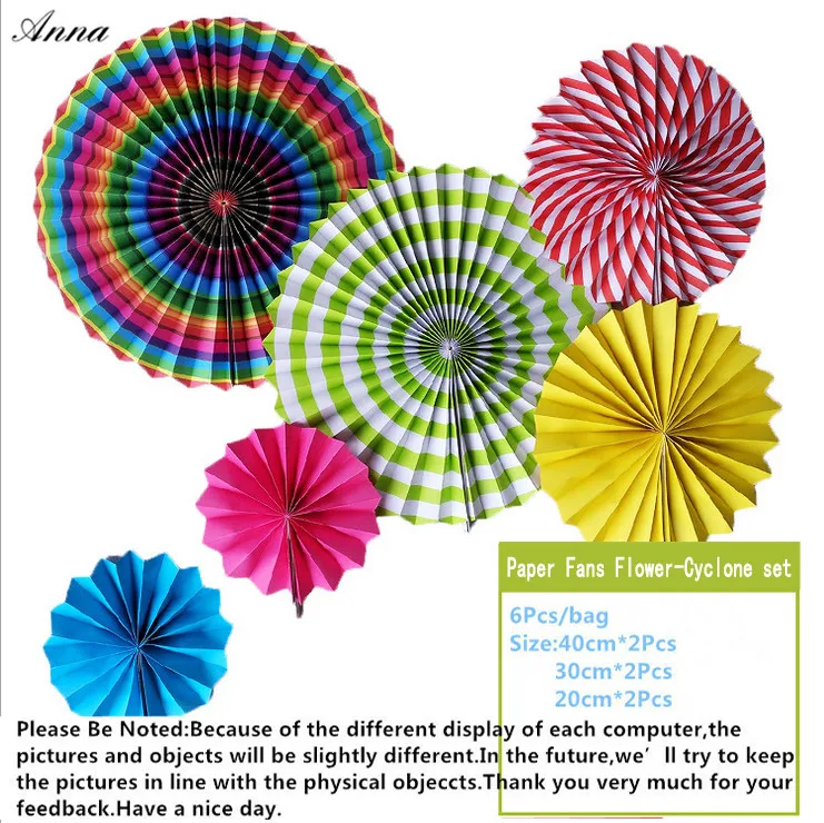 6 шт. Разноцветные бумажные вееророзетки фоновая Бумажная гирлянда на колесиках