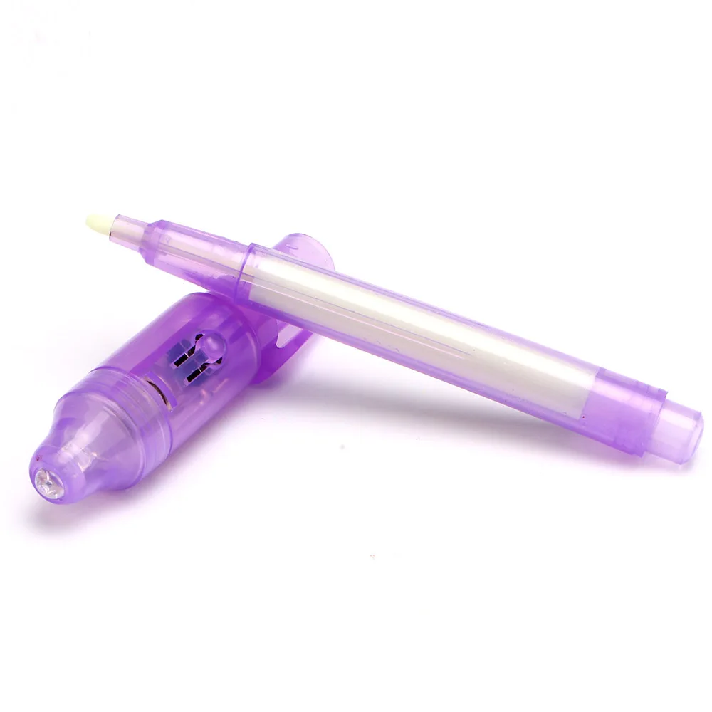 Magic Purple 2 In 1 UV Fluorescent pen Black Light Combo Creative Stationery Invisible Ink Pen Stationery Office School Supplies invisible ink pen,magic pen,magic light pen