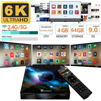 

4GB DDR3 64GB Set Top Box Quad Core 64-bit Smart TV Box for Android 9.0 OS