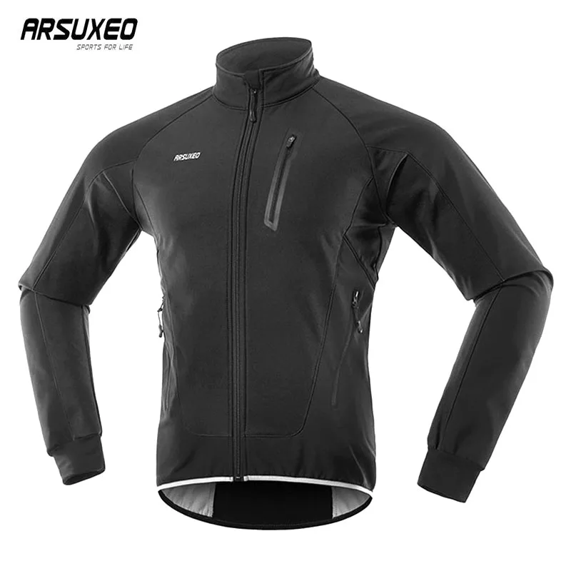 ARSUXEO Winter Cycling Jacket Men Waterproof Windproof Reflective