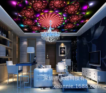 

Abstract Dynamic Spiral Aperture Fashion KTV Ceiling Mural 3D Cool Colorful Bar Ceiling Wallpaper
