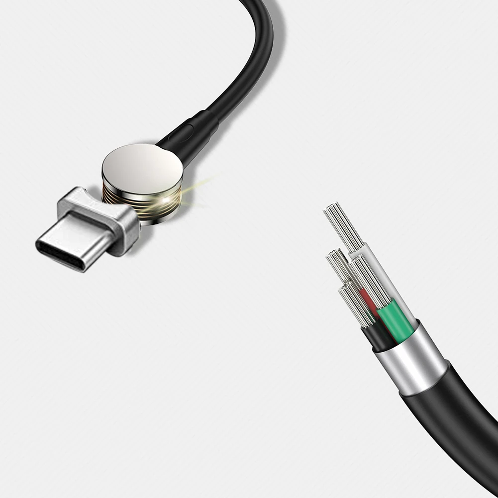 Магнитные USB кабели Плетеный Тип C линия передачи данных локоть Универсальный 180 градусов мобильный телефон микро Вращающийся адаптер быстрой зарядки