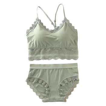 

Solid Seamless Push Up Women Bra Set Comfrotable Underwear Cross BackBra+Midi Rise Briefs Sexy Lace Lingerie Set Bralette Female