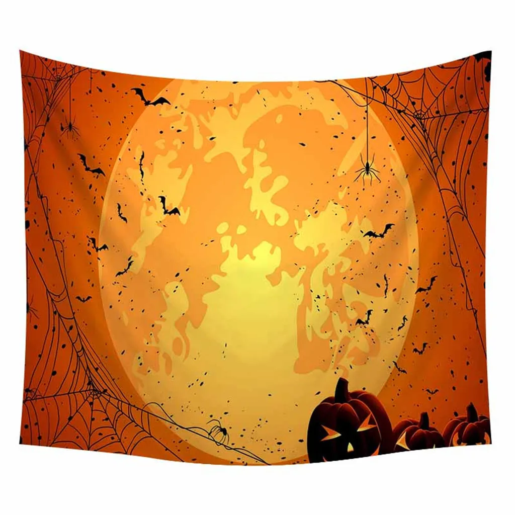 Horror Halloween Tapestry Pumpkins Tree Print Blanket Wall Hanging Tapestry Art Home Party Decoration Wall Cloth Blanket