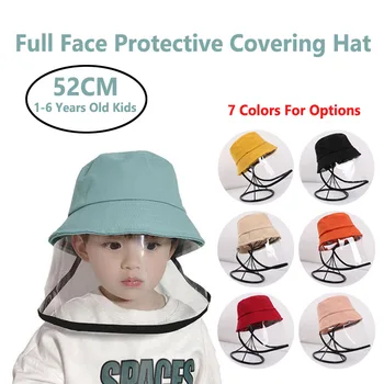

Children Kids Full Face Masks Protective Detachable Transparent Covering Sun Cap Protection Hat Face Shield Visor Cap 52cm Head
