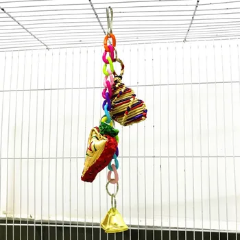 

bird chew toy for Parrot Chew Toy Grass Woven Ornament Durable Acrylic Chain Soft Bridge Toy With Bell 2020