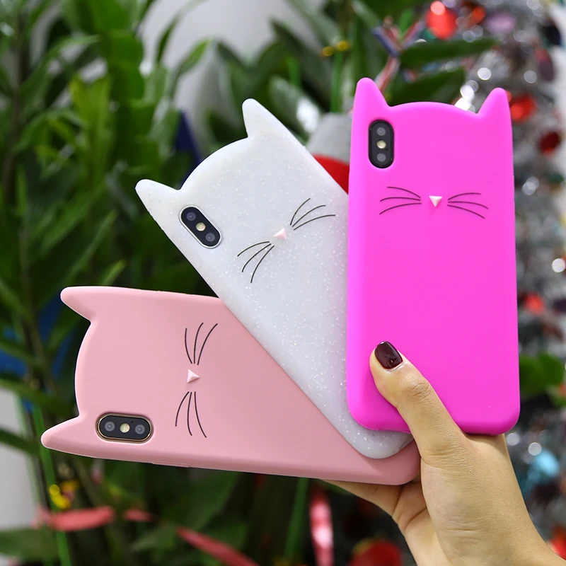 Чехол для телефона с кошачьими ушками iphone 7 8 6 S Plus 5 5S SE X 10 XR XS 11 Pro Max 6Plus 7Plus 8Plus