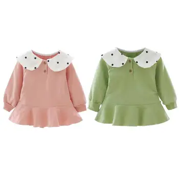

Autumn Baby Kids Dot Print Doll Collar Dress Rabbit Ear Long Sleeve Dresses