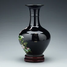 Цзиндэчжэнь керамика украшение дома ремесло фарфоровая бутылка большая черная Золотая глазурь ваза ручная роспись Цветочная композиция 7 моделей