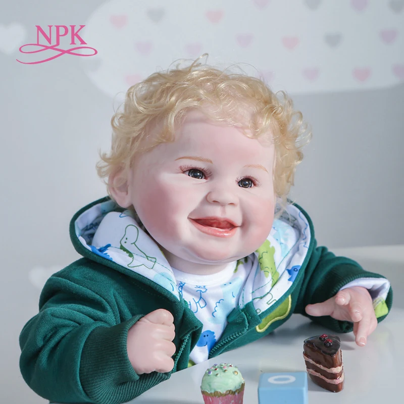 Кукла реборн со светлыми волосами NPK 55 см кукла новорожденного мальчика ручная