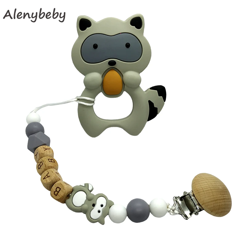 Clips de Mannequins De Dentition Nom personnalis/é Jouets de soulagement de la douleur de dentition Perles /à croquer en silicone de qualit/é alimentaire Support Binky sans BPA Set pour nouveau-n/é
