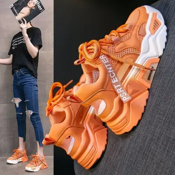 

2020 summer new old shoes gradient hollow breathable mesh shoes fashion wild thick bottom casual sports shoes Z1007