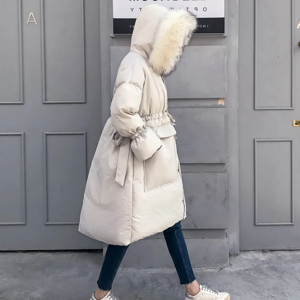 

Photo Shoot Mid-length Waist Hugging Lace-up Cotton Overcoat 2019 Winter New Style WOMEN'S Dress Retro Laziness Wind down Jacket