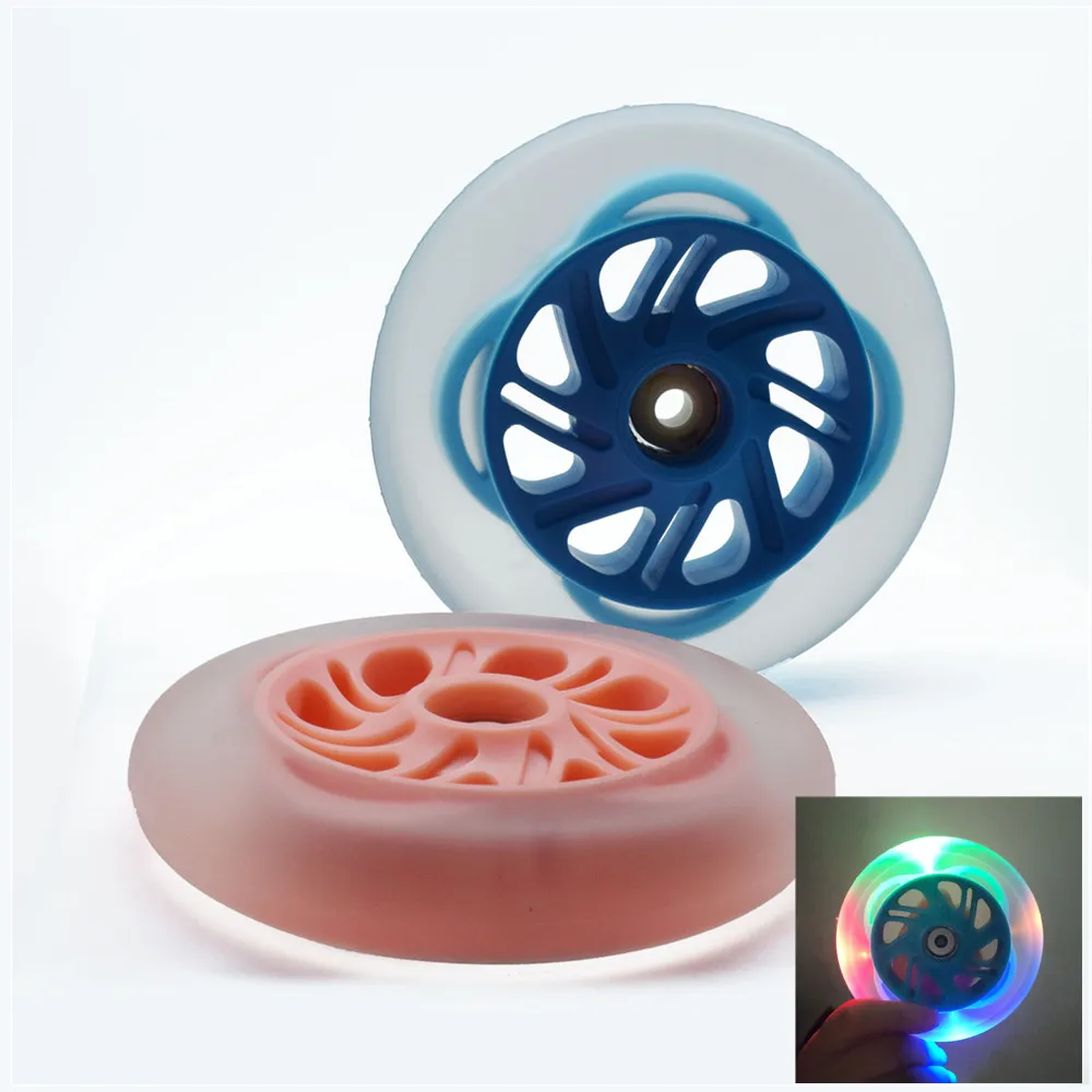 LED speed wheels white green blue red light colour shine flash skating wheel magnetic core cell ring 4 beads 125mm roller tyres