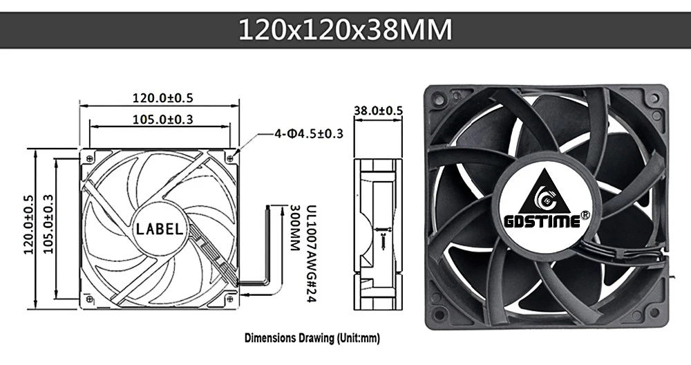 Gdstime EC Brushless Cooling Fan AC 110V 120V 220V 240V Ball Bearing Axial Fan with Srews/Grill 60MM 80MM 90MM 120MM