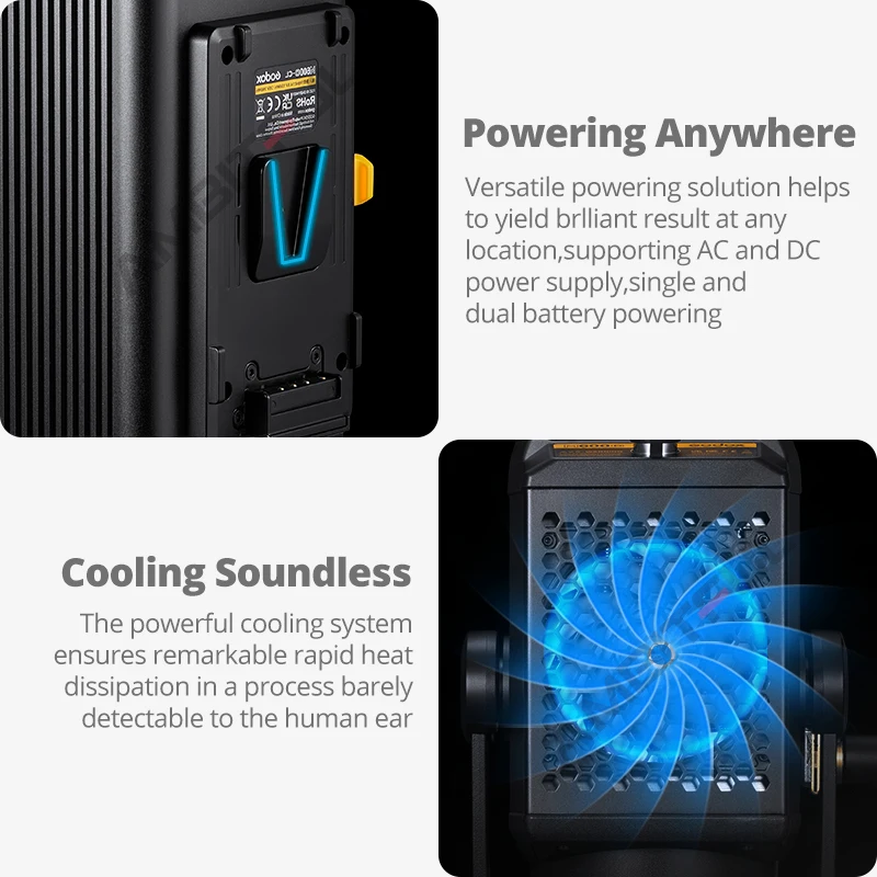 Godox KNOWLED M600D 740W 5600K 일광 LED 비디오 라이트 내장 FX 효과, 휴대용 케이스 포함