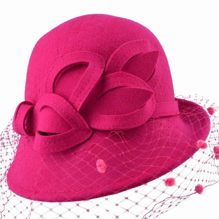 Women party formal headwear lady winter fashion asymmetric fedora hat 1920's vintga Australia wool felt cloche hats