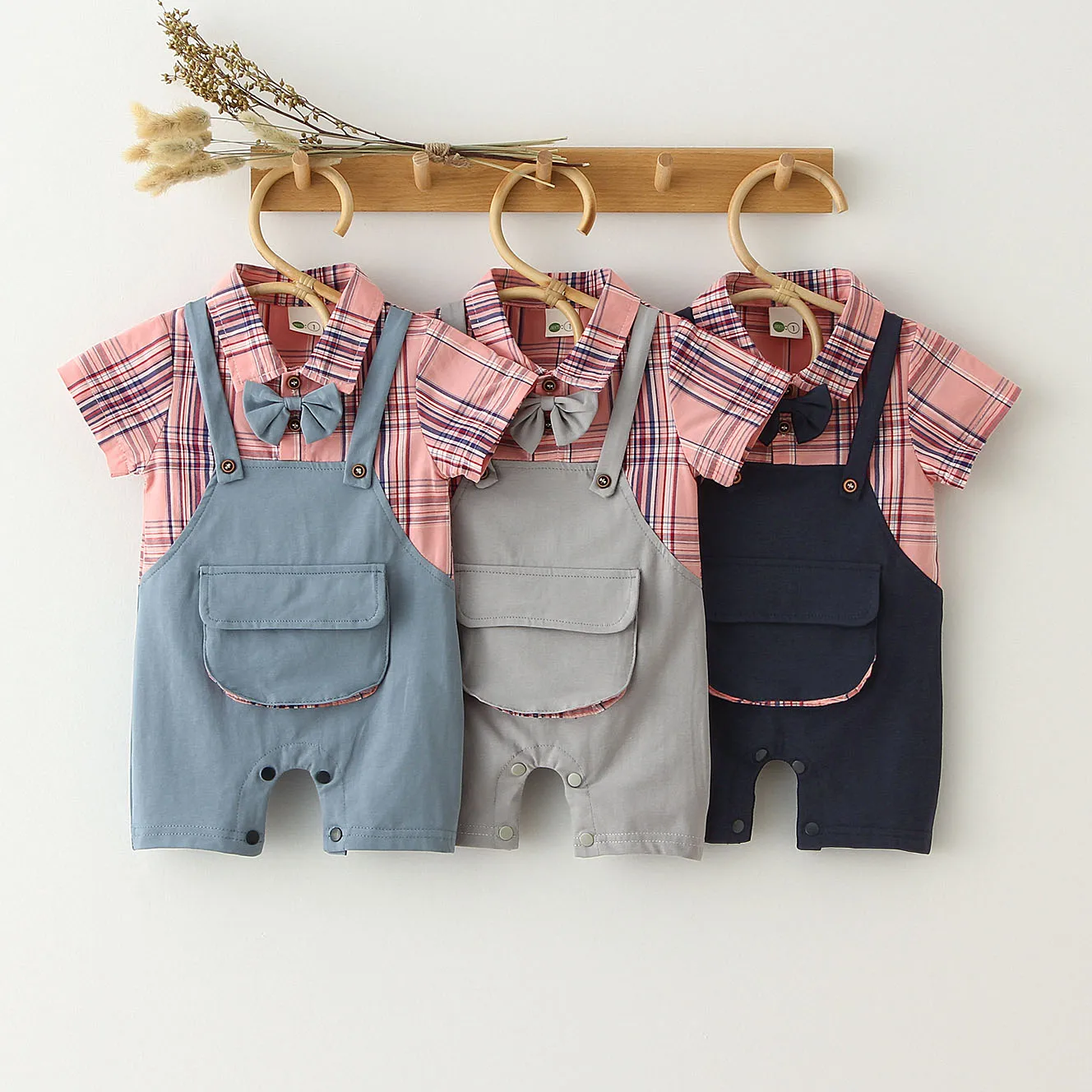 

Newborn Baby Rompers Summer Baby Boy Clothes Jumpsuit Overalls Cotton Infant Outfit with Bow Tie Baby Boy Costume For Party