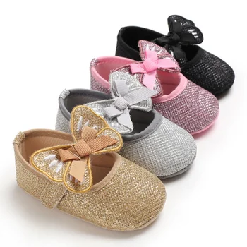 

Newborn Baby Girl Flower Sneakers Toddler Cotton Bow Casual Shoes Infant Little Girls Princess Sequin Stars Leather Shoes 0-18Ms