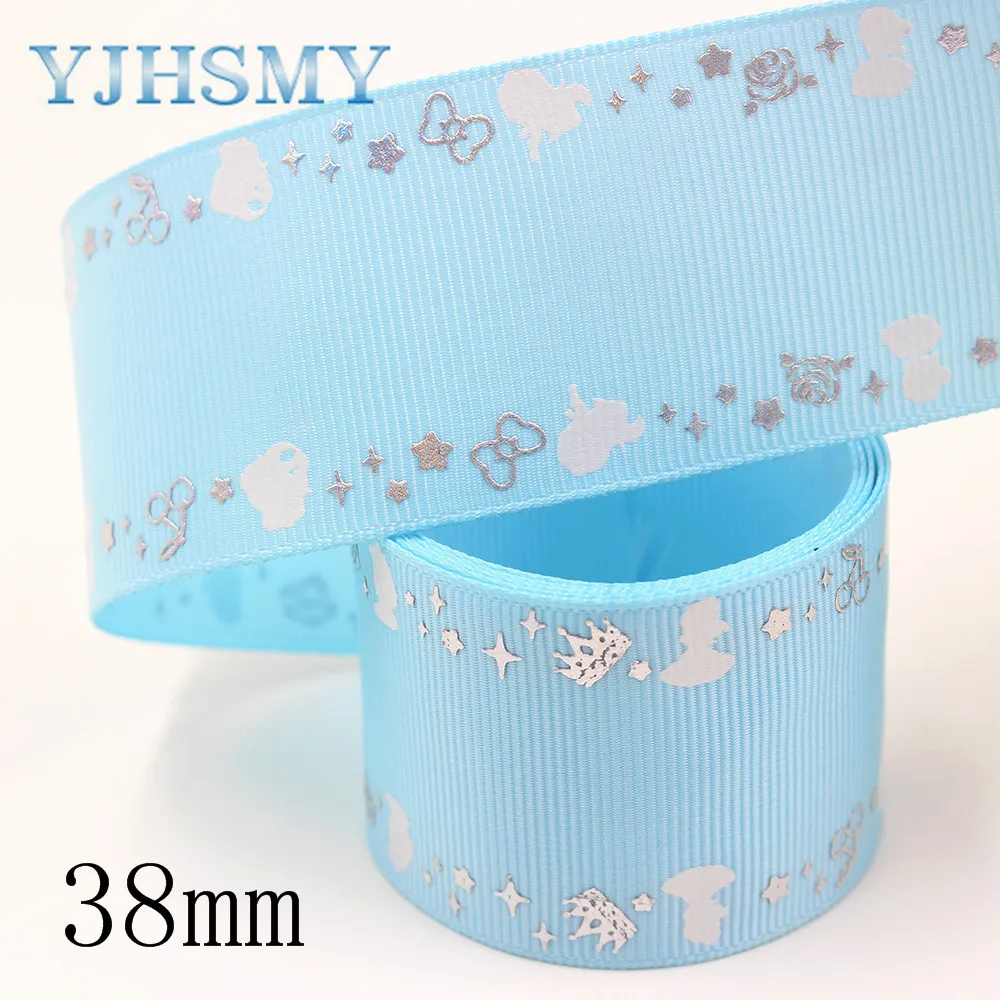 I-191118-2504 YJHMY, I-191118-2492, 38 мм, 5 ярдов Новые Флуоресцентные цветные печатные корсажные ленты, DIY ручной работы головные уборы подарочная упаковка - Цвет: I-191118-2504