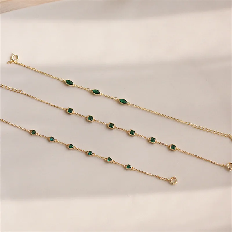 925 Sterling Silver Simple Emerald Crystal Bracelet For Women Light Luxury Temperament Mother's Day Jewelry Gift - Image 5