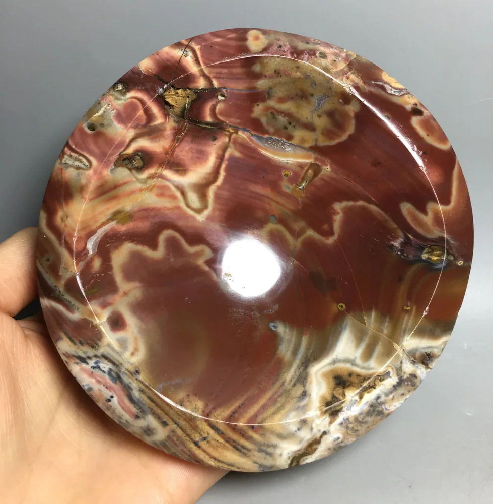 

595g Natural quartz crystal polished healing ocean jasper ashtray for home and office gifts