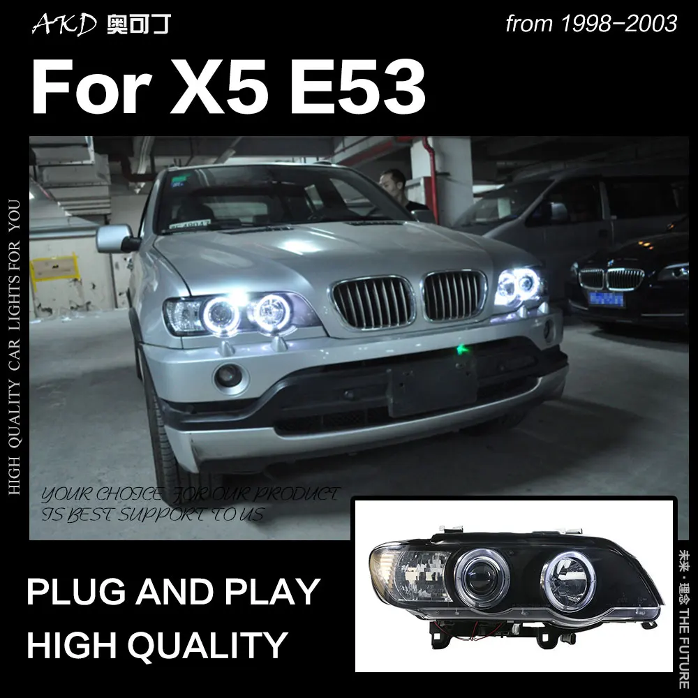

AKD Car Styling Head Lamp for BMW X5 E53 Headlights 1998-2003 X5 LED Headlight DRL Angel Eye Hid Bi Xenon Auto Accessories