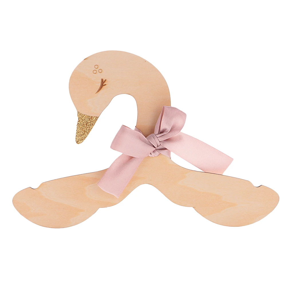 Kids Baby Boy Girls Bunny Swan Wood Clothes Hanger Home Room Nursery Decoration