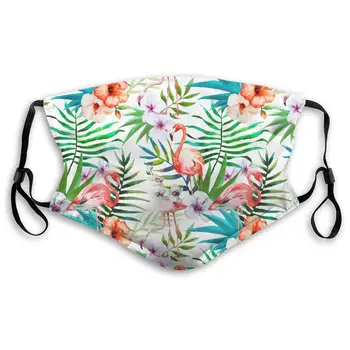 

Tropical Paradise Flamingo Flowers Leaves Washable Reusable Mask, Anti Dust Half Face Mouth Mask For Kids Teens Men Women With
