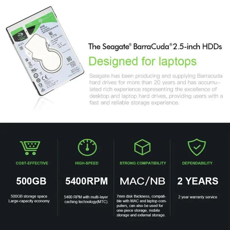 Seagate 2 ТБ/1 ТБ/500G ноутбук HDD жесткий диск внутренний Тетрадь 5400 об/мин SATA 6 ГБ/сек. 128 МБ 2," HDD ST500LM030 жесткий диск