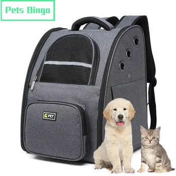 

Pets Bingo Breathable Cat Bag Portable Dog Backpack 43cm Kitten Packbag Zipper Mesh Travel Carrier Handbag for<6kg Pet Supplies