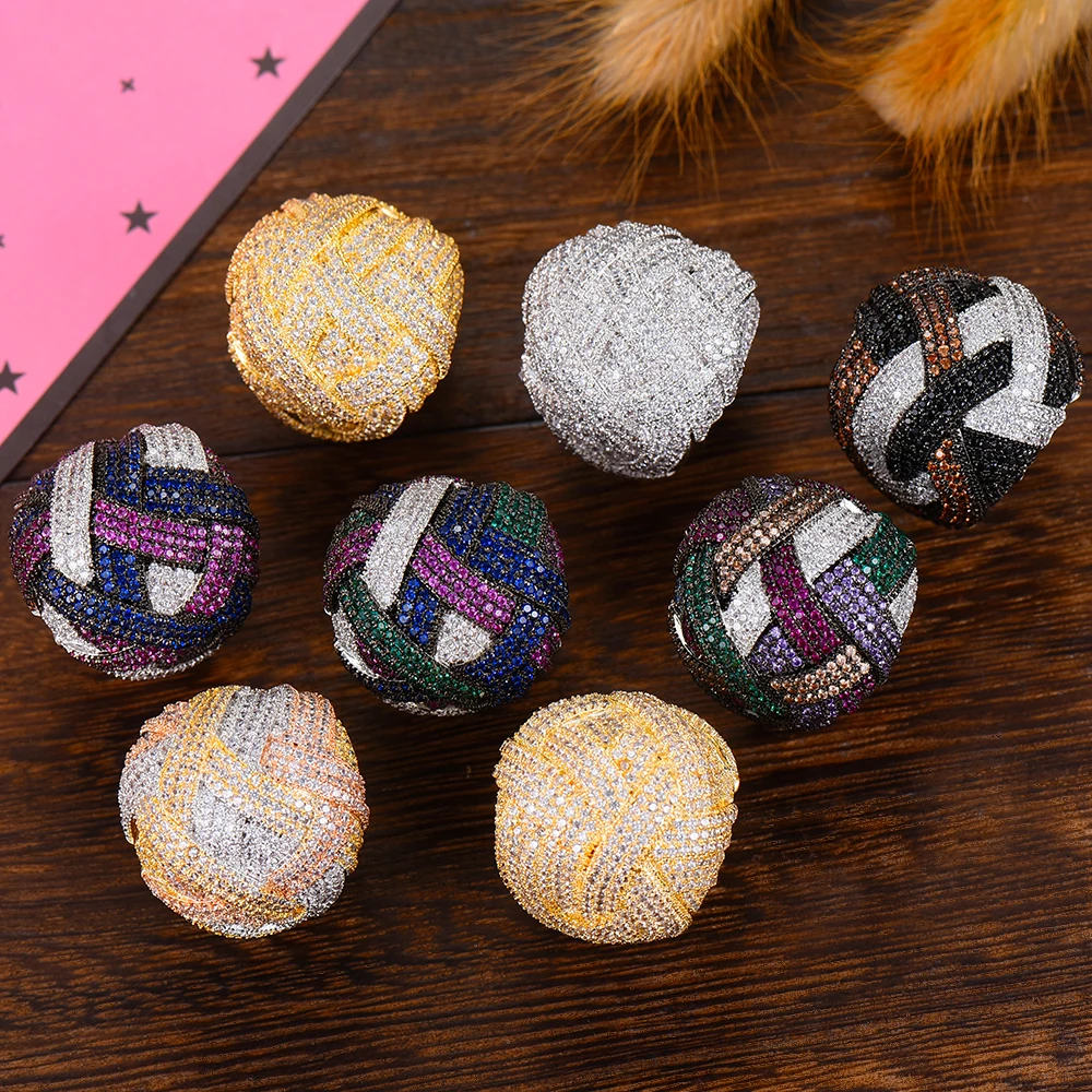 LARRAURI Дубай Naija Свадебные кольца на палец для женщин ювелирные изделия Роскошные твист линии геометрические широкие кольца с кубическим цирконием обручальные кольца