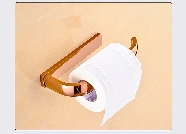 Description Picture 5 of itemClassic Brass Rose Gold Bathroom Accessories Simple Wall-Mounted Towel Bar Soap Dish Toilet Paper Holder BS3243