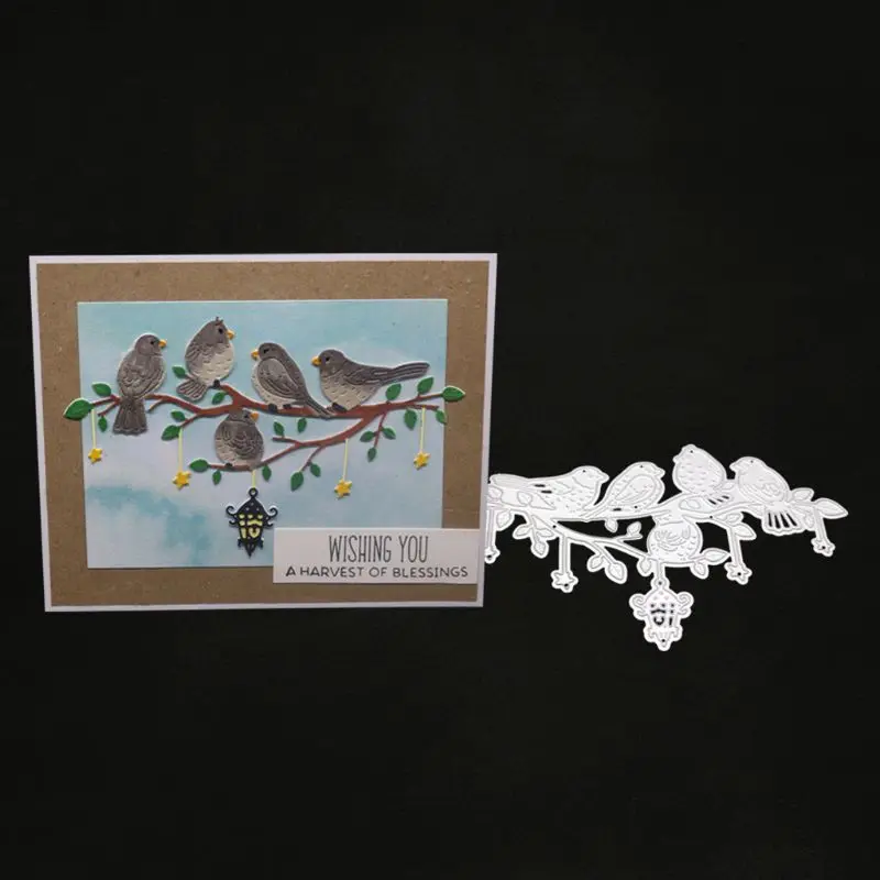 

Birds on the Branch Metal Cutting Dies Stencil DIY Scrapbooking Album Stamp Paper Card Embossing Decor Craft