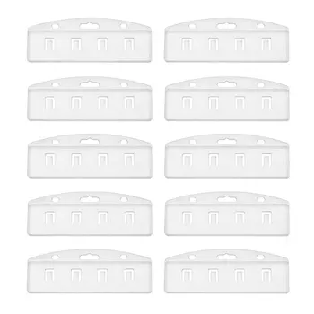 XRHYY 10 PCS Half Card ID-Badge Holder Horizontal Frosted Rigid Plastic Half Card Holder For Swipe ID Cards-Transparent 1