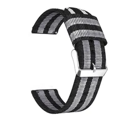 Durable Canvas Nylon Watchband - Versatile 20mm & 22mm Sizes for Mi Watch Color (Black gray)