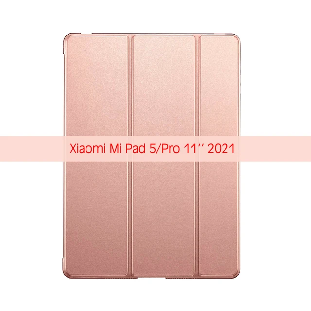 QIJUN Case For Xiaomi Mi Pad 5 11'' 2021 Fundas For mipad 5 mi pad5 Pro 11 inch PC Back PU Leather Smart Cover Auto Sleep Rose gold