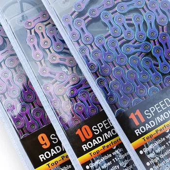

VG Sports 9 10 11 Speed Bicycle Chain Bike Chain Half Hollow Mountain Road Bike Chains Ultralight 116L Colorful MTB